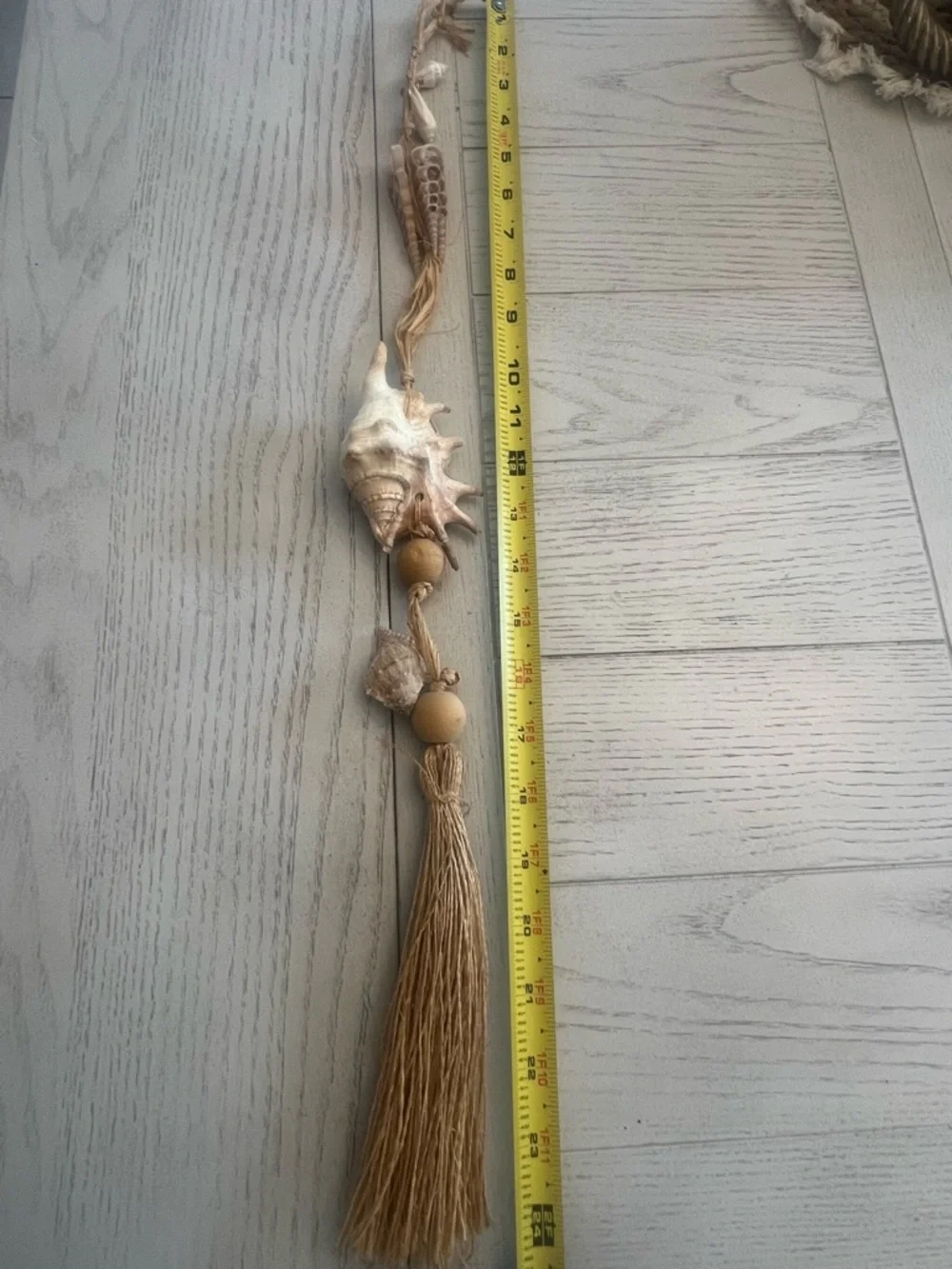 Neutral Seashell Tassel Wall Hanging - Natural Beige Home Accent
